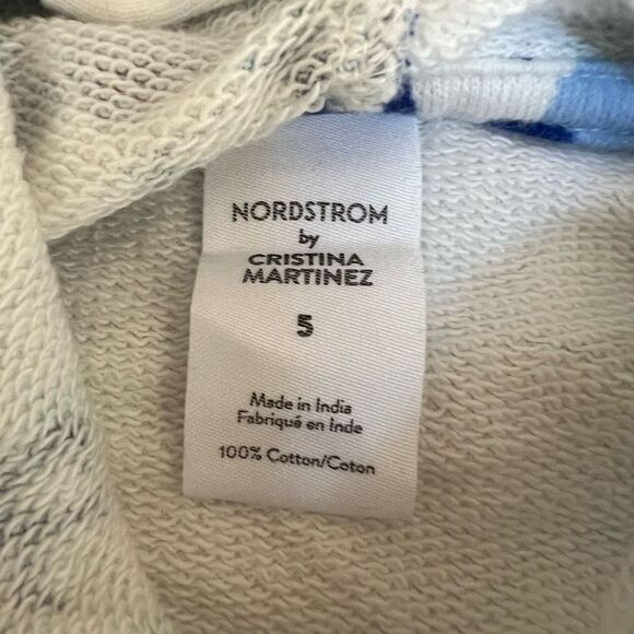 Cristina Martinez Print Cotton Hoodie Ivory Blue Grow To Bloom size 5 NWOT - Picture 3 of 3